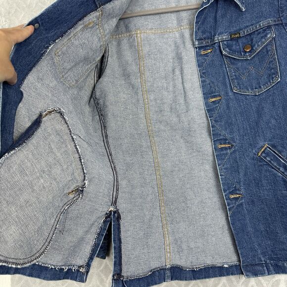Vtg 70s Wrangler Jean Jacket Mens 40L? Denim Made in USA Trucker Country Western - Picture 8 of 14